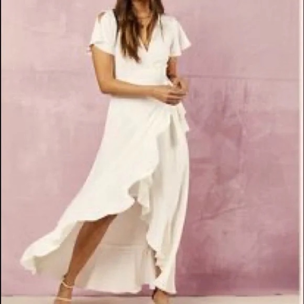 COPY - Altar’d State cream wrap maxi dress